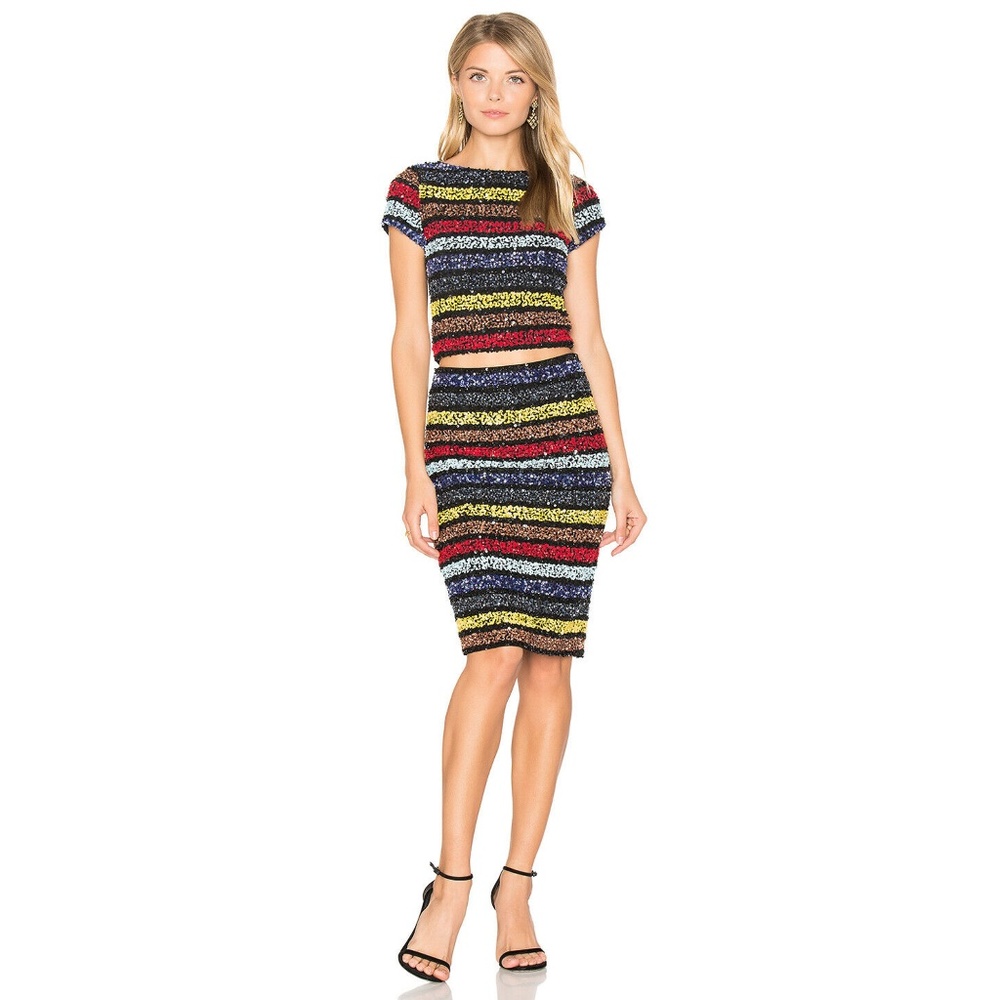 Alice + Olivia Rainbow Sequin Striped Kelli Top - Picture 4 of 7